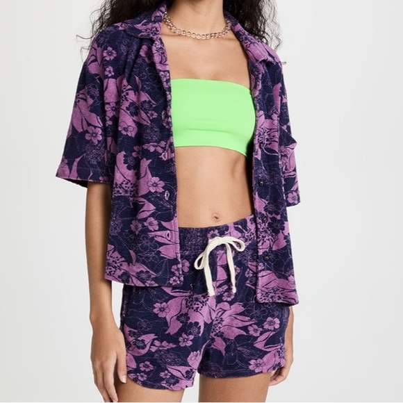 Sundry Tops - SUNDRY Women's Retro Floral Terry Shirt